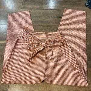 Free People Cottagecore Red and White Gingham High Rise Retro Pin Up Pants C7